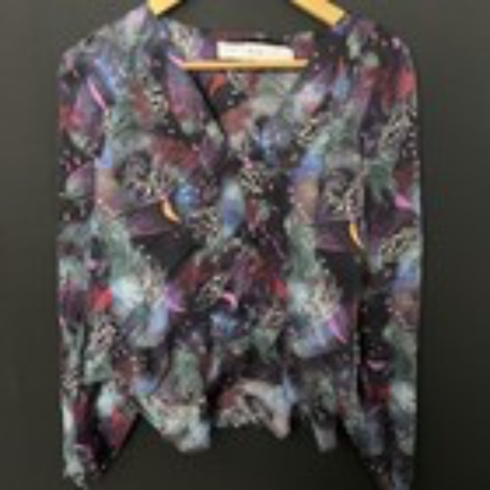 IRO Paris Chilali silk viscose sheer print blouse size 42 V-neck